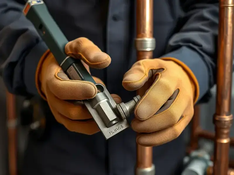 Plumber installing new pipes